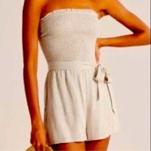 COPY - Abercrombie strapless/spaghetti strap linen shorts romper